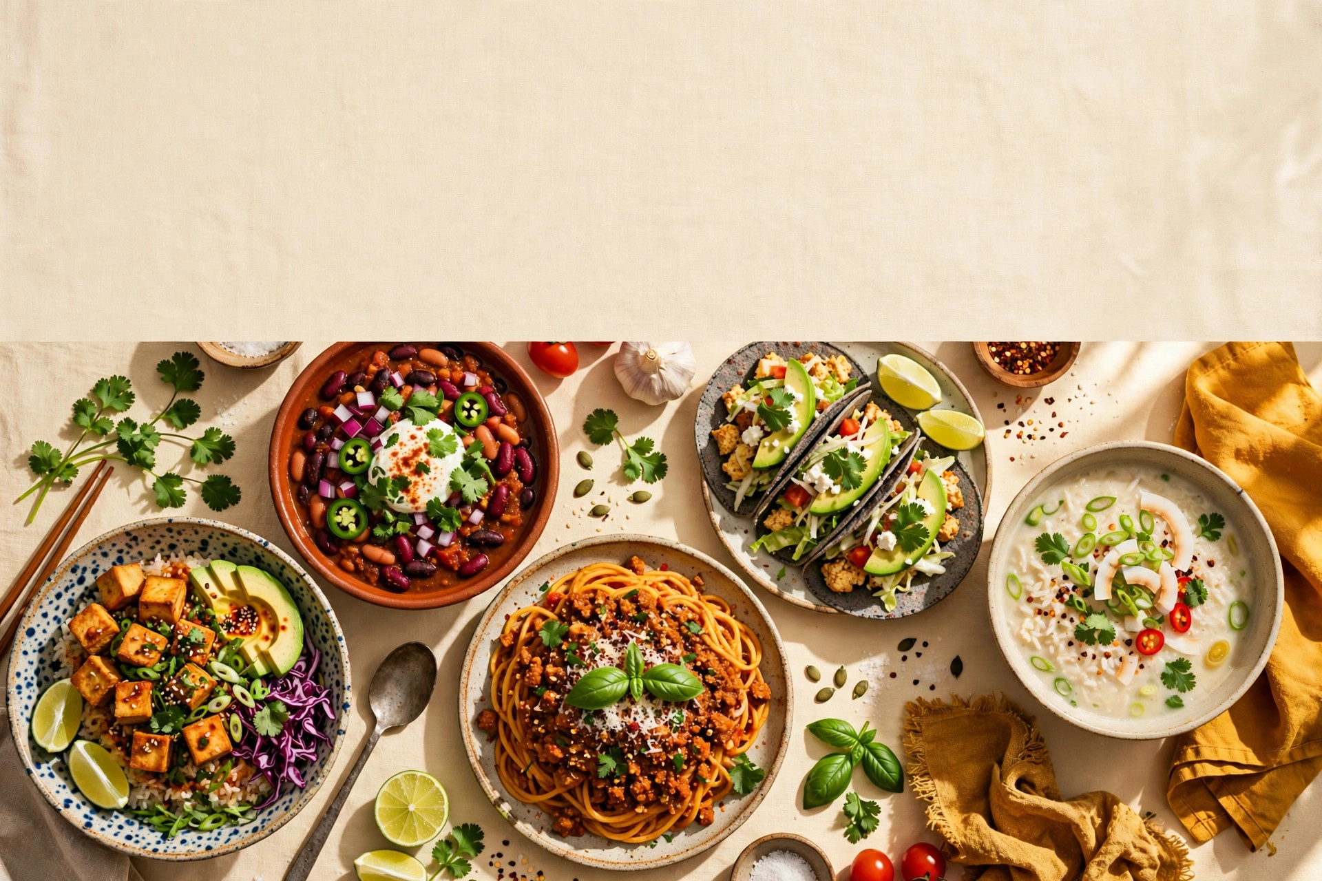 Weeknight dinner spread